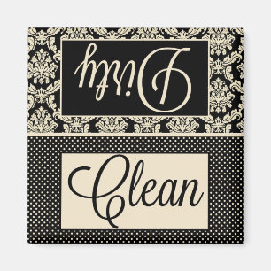Clean Dirty Dots and Damask Dishwasher Magnet