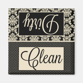 Clean Dirty Dots and Damask Dishwasher Magnet