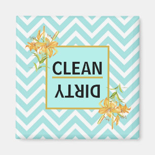 Clean Dirty flip turquoise and gold dishwasher Magnet