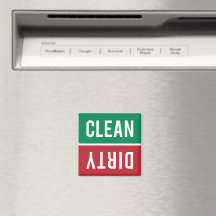 Clean Dirty Green White and Red Dishwasher