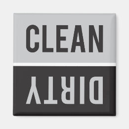 Clean Dirty Grey and Black Dishwasher Magnet