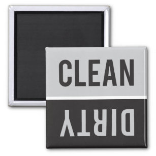 Clean Dirty Grey and Black Dishwasher Magnet