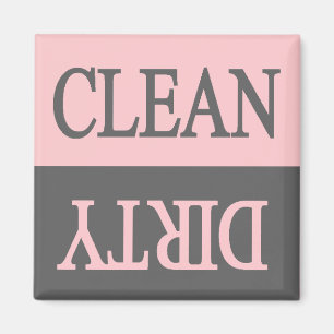 Clean dirty Grey and Pink dishwasher magnet