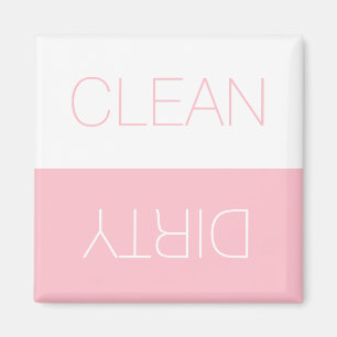 Clean Dirty indicator dishwasher pastel pink white Magnet