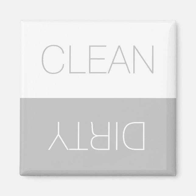Clean Dirty indicator light grey simple dishwasher Magnet (Front)