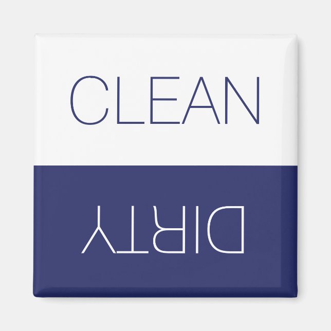 Clean Dirty indicator navy blue white dishwasher  Magnet (Front)