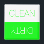 Clean Dirty indicator neon green dishwasher  Magnet<br><div class="desc">Clean / Dirty reversible Dishwasher indicator sign neon green and white minimalist modern simple elegant magnet. You can flip it, turn it over, reverse it to show or remember the dishes in the dishwasher are clean or dirty, the dishwasher is full or empty, on or off. Great for the kitchen,...</div>