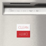 Clean Dirty indicator reversible dishwasher red Magnet<br><div class="desc">Clean / Dirty reversible Dishwasher indicator sign red and white minimalist modern simple elegant magnet. You can flip it, turn it over, reverse it to show or remember the dishes in the dishwasher are clean or dirty, the dishwasher is full or empty, on or off. Great for the kitchen, home,...</div>