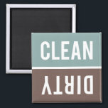 Clean Dirty Muted Aqua Blue and Brown Dishwasher Magnet<br><div class="desc">Muted aqua,  mocha brown,  and white dishwasher magnets.  Just reverse or flip the magnet to clean or dirty on the front of the dishwasher to inform your family about the dishes inside.  Simple modern design.</div>