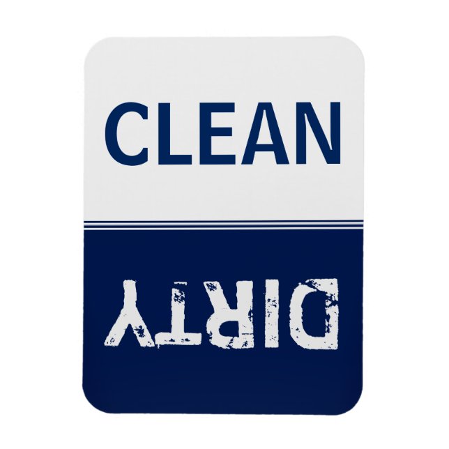 Clean Dirty Navy Blue Dishwasher Magnet (Vertical)