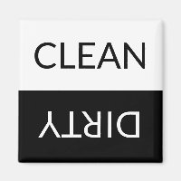 Clean Dirty, ON OFF Dishwasher Laundry black white