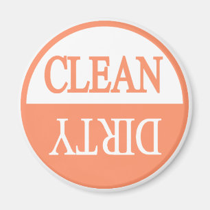 Clean dirty orange round dishwasher magnet