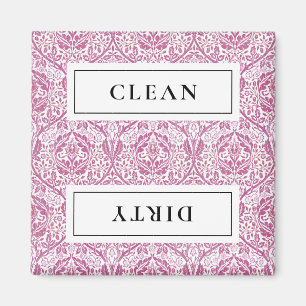 CLEAN DIRTY Pink Floral Dishwasher Magnet