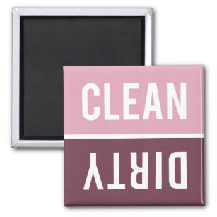 Clean Dirty Rose Pink and Burgundy Dishwasher Magnet
