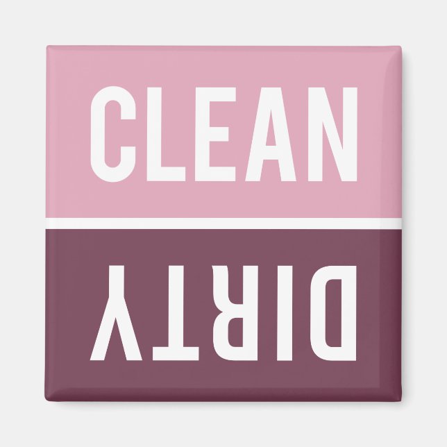 Clean Dirty Rose Pink and Burgundy Dishwasher Magnet (Front)
