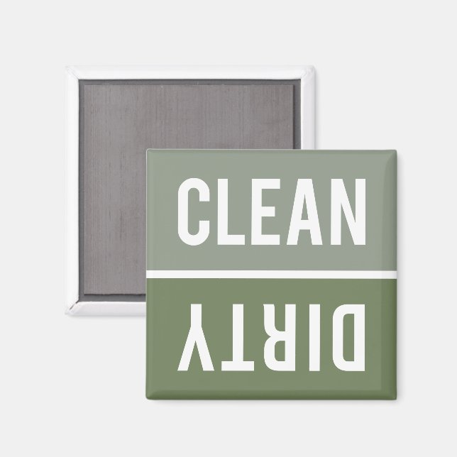 Clean Dirty Sage Olive Green Dishwasher Magnet (Front/Back)