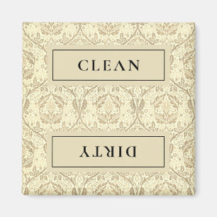 CLEAN DIRTY Sepia Tan Floral Dishwasher Magnet