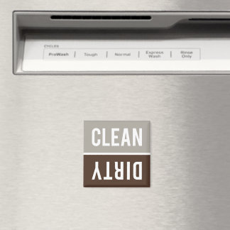 Clean Dirty Taupe Gray and Brown Dishwasher Magnet