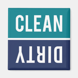 Clean Dirty Teal and Navy Blue Dishwasher Magnet
