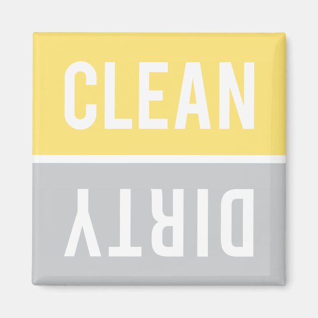 Clean Dirty Yellow and Grey Dishwasher Magnet (Front)