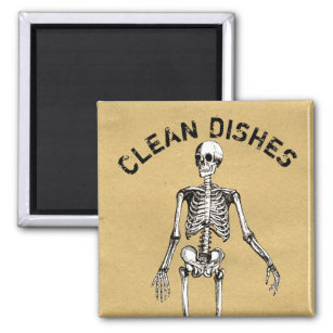 Clean Dishes Vintage Skeleton Magnet