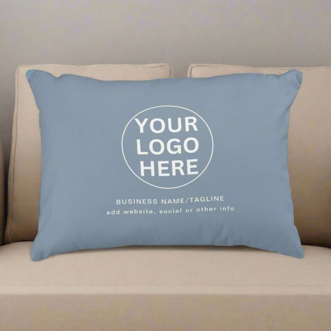 Clean Dusty Blue l Business Logo Promotional Decorative Cushion (Creator Uploaded)