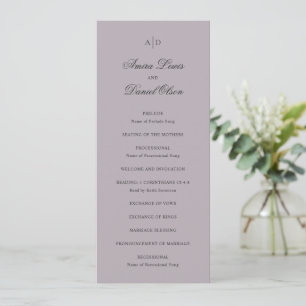 Clean Dusty Lilac Classic Wedding Programme