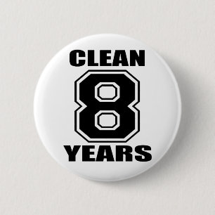 clean eight years black 6 cm round badge