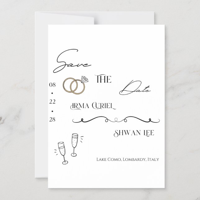 Clean elegant aesthetic wedding invitation (Front)