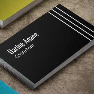 Clean Elegant Black & White Stripesd Professional Business Card