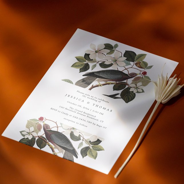 Clean & Elegant Pigeon Couple Wedding Invitation (Elegant & Personalized: Pigeon Love Story Wedding Invitation)