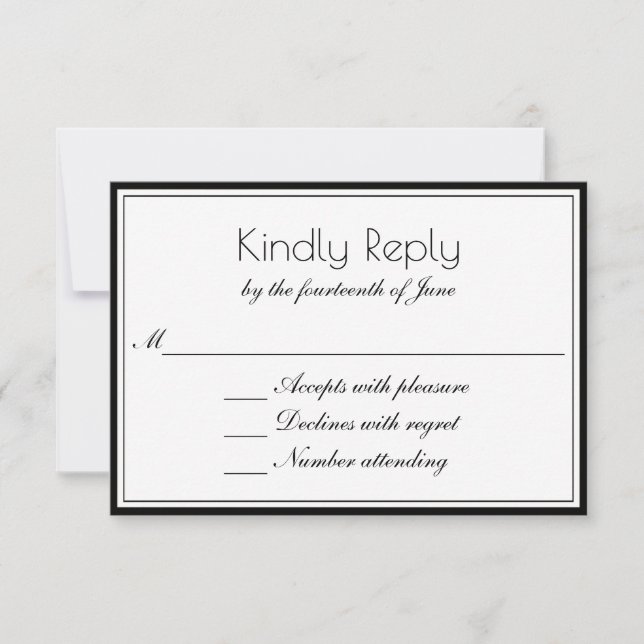 Clean Elegant RSVP with Any Colour Border (Front)