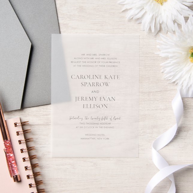 Clean Elegant Wedding Vellum Invitations (Wedding)