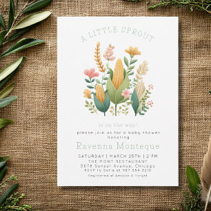 Clean Farm Corn A Little Sprout Baby Shower  Invitation