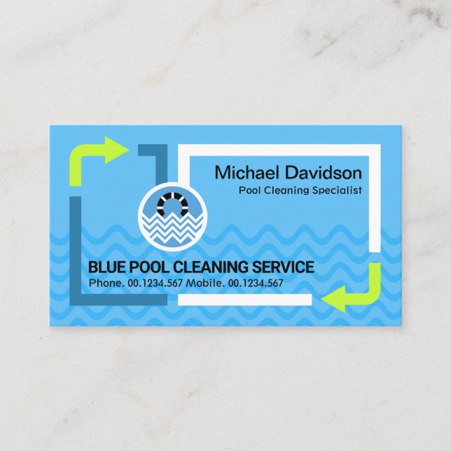 Clean Flowing Waters Swimming Pool Cleaning Business Card (Front)
