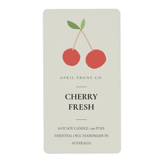 CLEAN FRESH FRUITY CHERRY RED GREY CANDLE LABEL (Front)