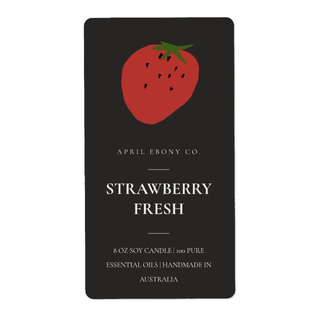CLEAN FRESH FRUITY STRAWBERRY BLACK CANDLE LABEL (Front)