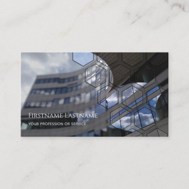 Clean glass facade office skyscraper rectangles bu business card (Front)