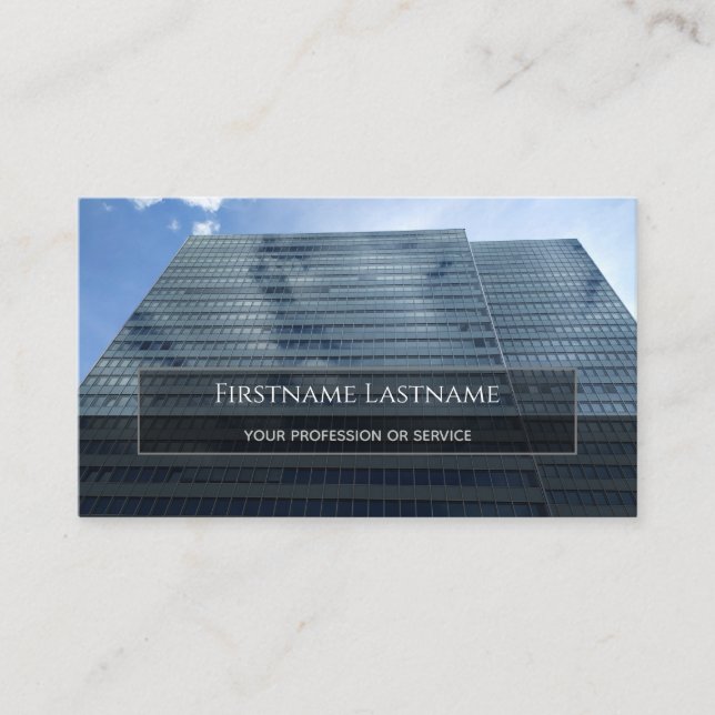 Clean glass facade office skyscraper rectangles business card (Front)