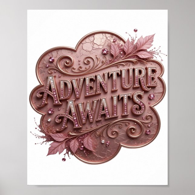 Clean Gold ADVENTURE AWAITS Print (Front)