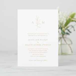 Clean Gold Botanical Elegant Wedding Invitation