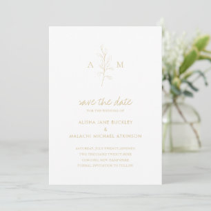Clean Gold Botanical Photo Elegant Wedding Save The Date