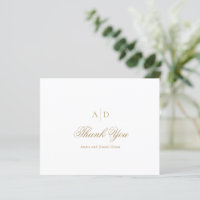Clean Gold Classic Budget Wedding Thank You Card