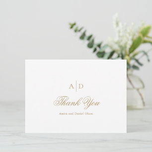 Clean Gold Classic Wedding Thank You Card