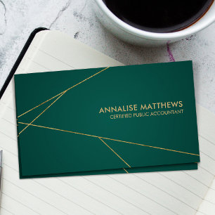 Clean Gold Geometric lines - Accounting Services Business Card