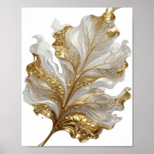 Clean Gold GOLDEN LEAF Artistic Motif Poster