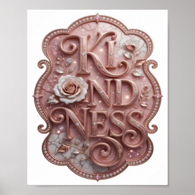 Clean Gold KINDNESS Statement Design Poster (Front)