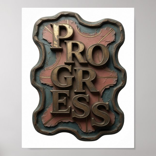 Clean Gold PROGRESS Statement Design Poster (Front)