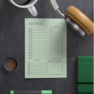 Clean Green & Black Daily Planner Post-it Notes