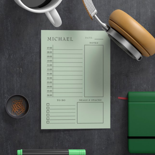Clean Green & Black Daily Planner Post-it Notes (Creator Uploaded)
